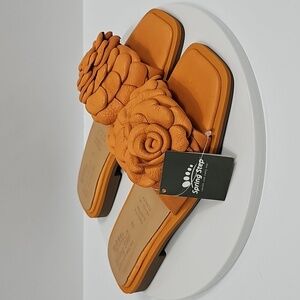 NIB Spring Step Domonique Slide Sandals Size 8.5 EU 39 Orange Genuine Leather